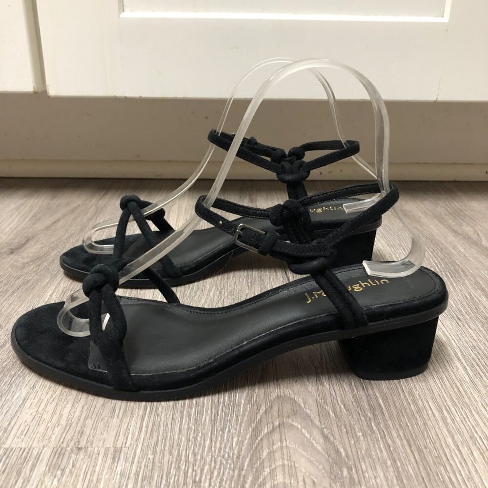 NWOT J. McLaughlin Delilah Shoes Women's Size 7 Short Block Heels Black Suede